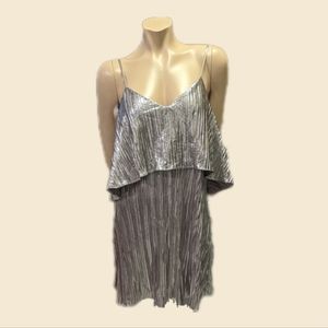 Metallic Silver Mini Dress M